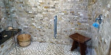 Custom shower built by Tampa remodeling Contractor, showcases beauty and functionality.