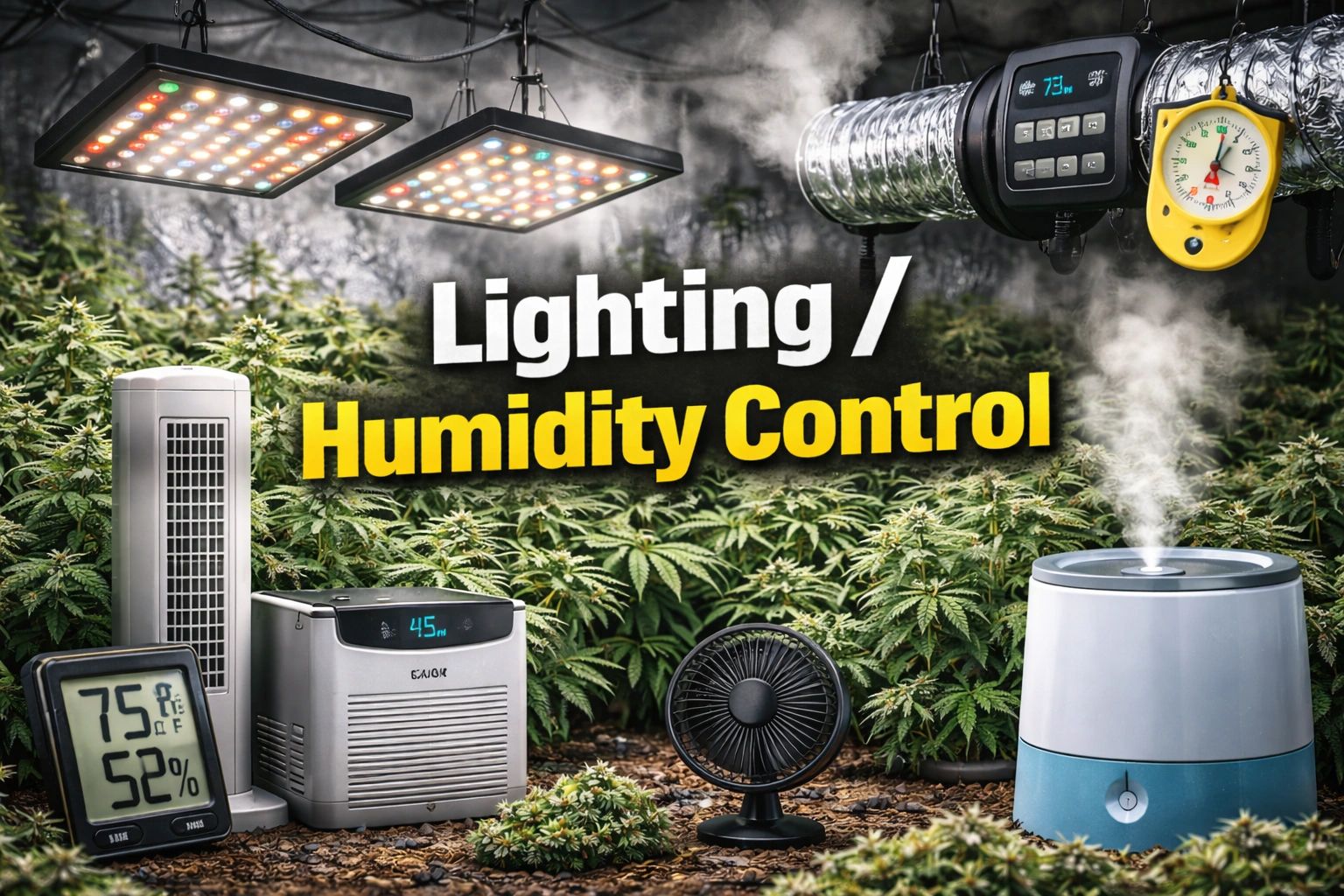 Lighting & humidity control for growing cannabis at home.