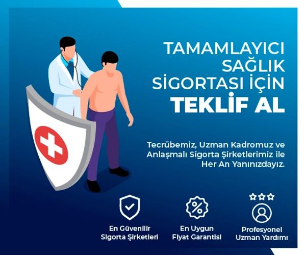 Doktorun desteklediği hasta figürüyle tamamlayıcı sağlık sigortası teklifi görseli.