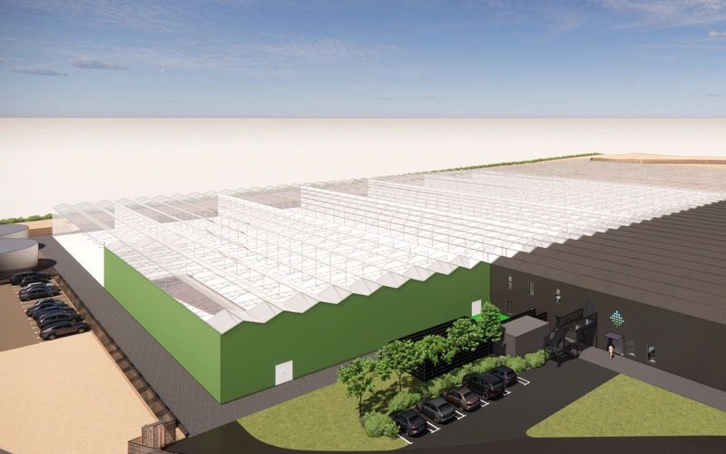 Computer rendering of the Glass Pharms facility headhouse Computer rendering of the Glass Pharms facility headhouse
