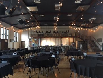 Our main event space can accommodate 300+, and allows for flexible set up. 