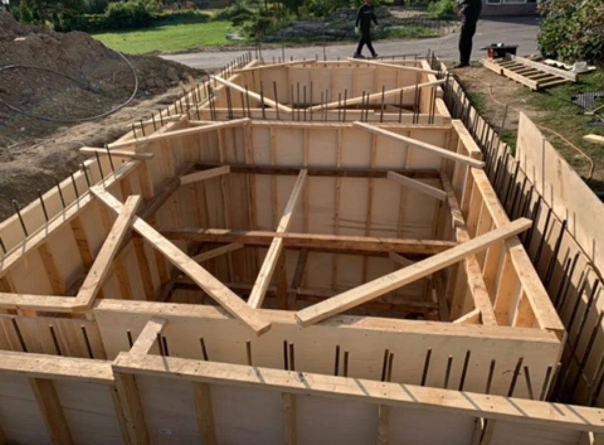 Formwork for a reinforced concrete underground tank built by EXA Takaful Canada in Milton