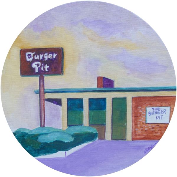 San Jose Burger Pit Round Acrylic Painting