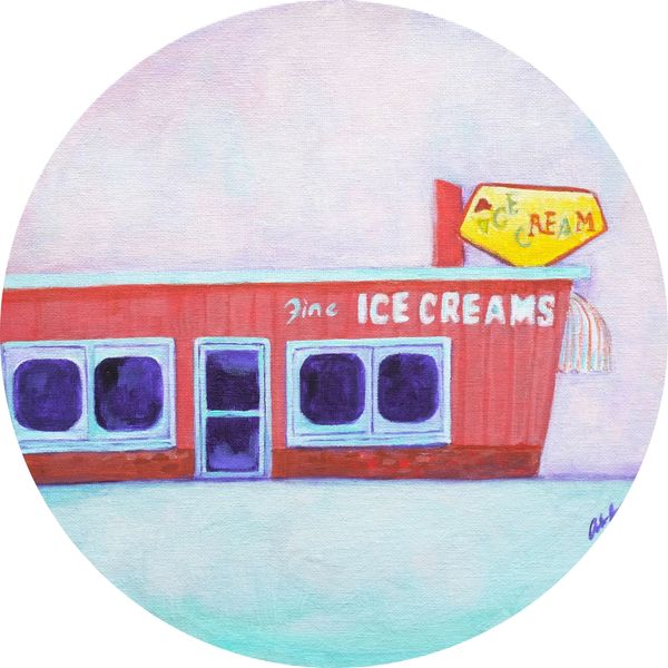 Santa Cruz Marianne's Ice Cream Shop Round Acrylic Painting
