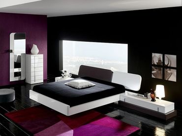 Sleek black-and-white modern bedroom