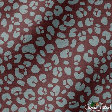 A moody burgundy red & light blue leopard spot pattern with linen texture from modern traditional