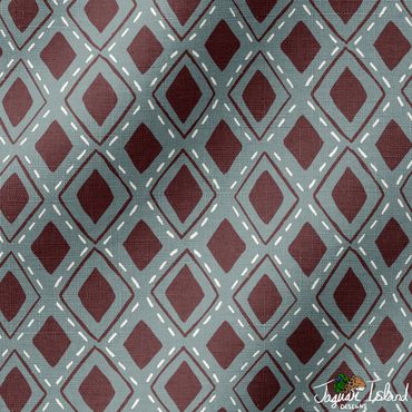 A moody burgundy red & light blue diamond pattern with linen texture