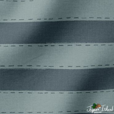 A moody and cozy light blue and dark blue stripe pattern with little dash lines or ticking stripe example of modern traditional collection