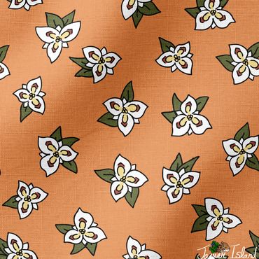 Sego lily flowers native to the Utah desert wilderness, tossed on a light orange background.