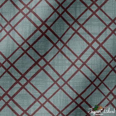 A cozy diagonal diamond plaid lines pattern with a linen texture in light blue and burgundy red.