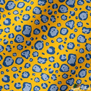 Yellow and blue leopard spots in the colors of a blue ringed octopus this abstract design is cool