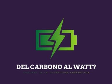 Logo with battery and lightning bolt for an energy transition podcast.