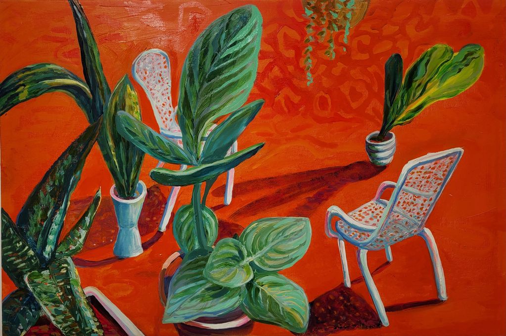 Plants in contemporary oil paint