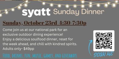 a plate of soul food advertising dinner in the national park on 10/23
