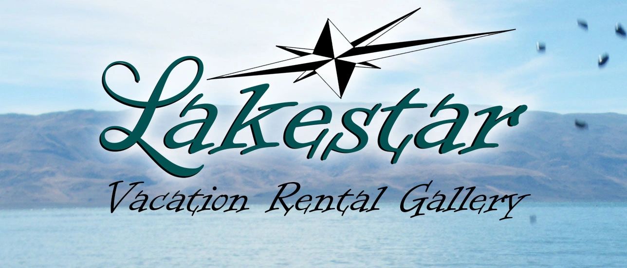 Lakestar vacation rental gallery logo with pyramid lake in the background