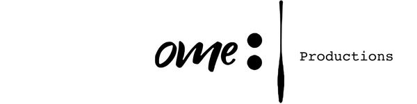 Minimalist black and white logo for one productions.