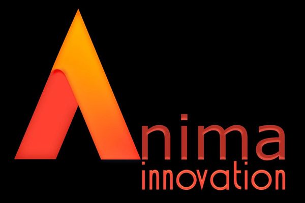 Logo of Anima Innovation with a stylized gradient A on black background.