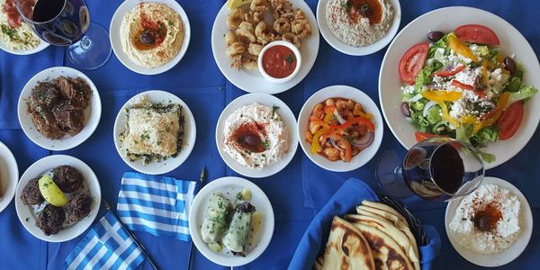 The Great Greek's Famous Deluxe Family Feast served since 1984.