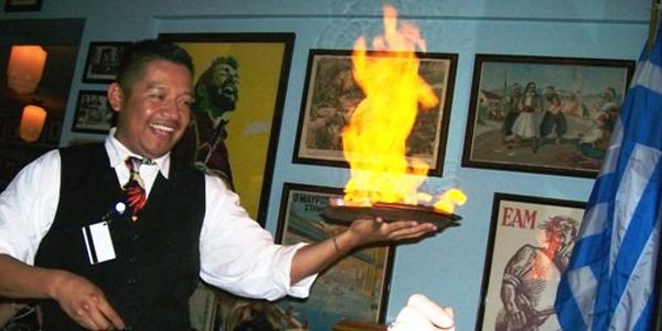 Saganaki at The Great Greek!