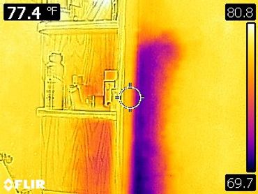 Our IR camera discovered a leaking sewer drain pipe from the bathroom above.