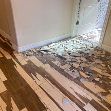 Wood look ceramic floor tile removal