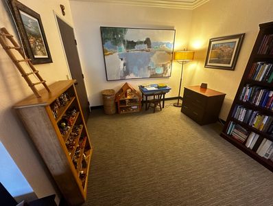 This is a picture of the children's play therapy office space. Kids use play therapy to heal trauma.