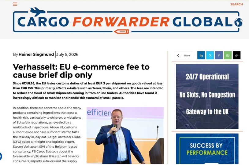 News article on EU e-commerce fee impact and logistics.