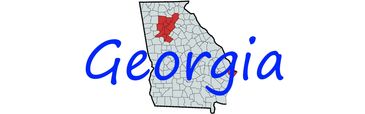 Map highlighting a county in Georgia with the state's name.