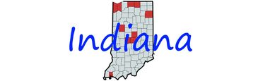 Map of Indiana highlighting certain northern counties in red.