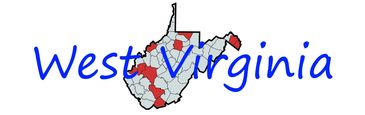 Map of West Virginia counties with some highlighted in red and blue.