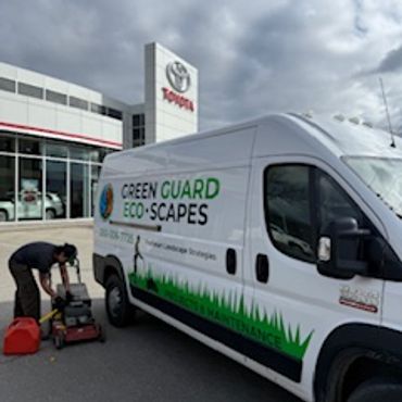 Green Guard Eco-Scapes maintenance team is getting fueled up to start the day.