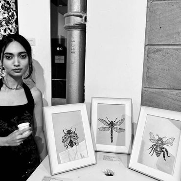 Gaia Artworks founder Drithi Bopanna Puliyanda. Stippling artist in London. Original & Print Artwork