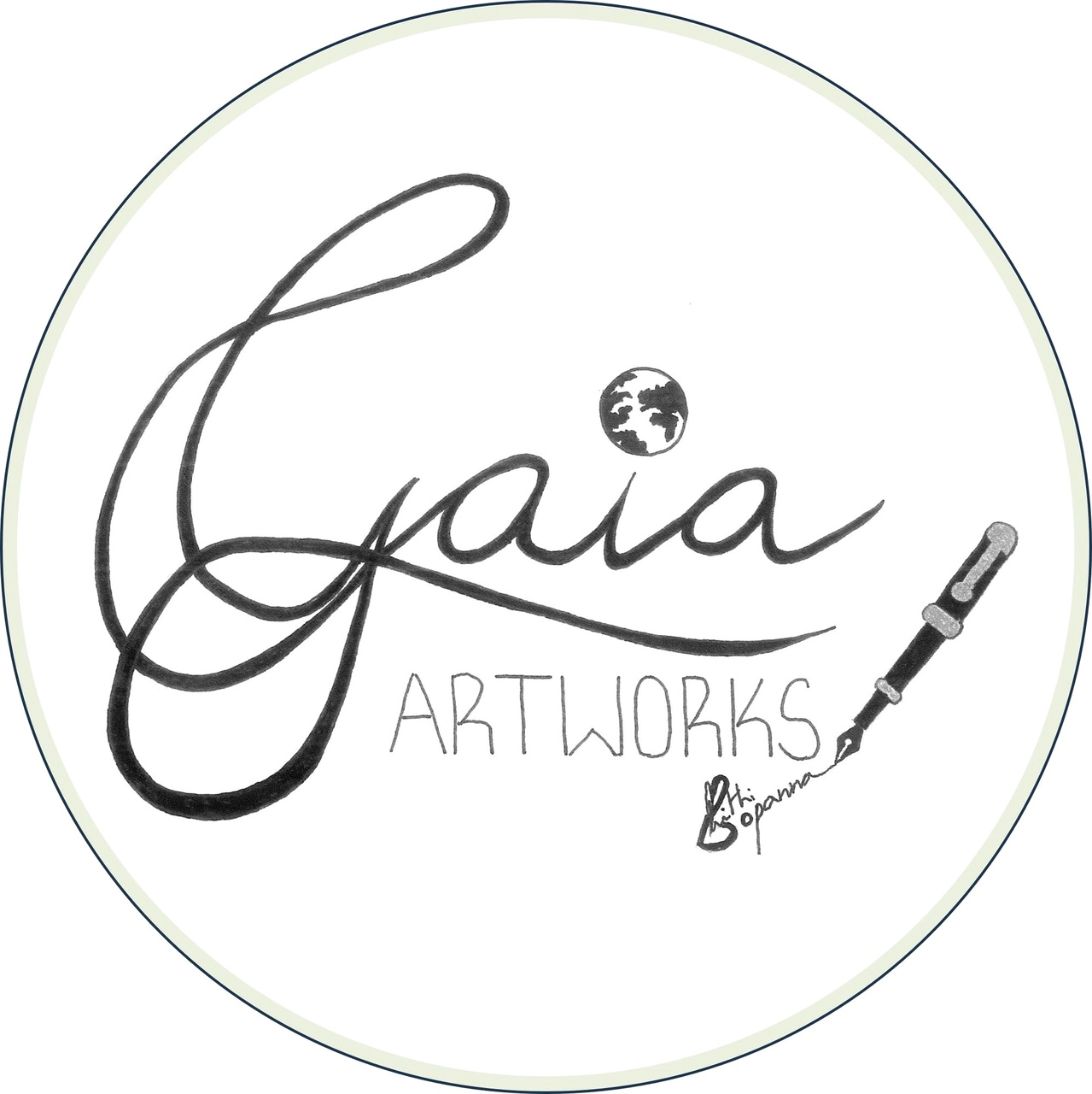 Gaia Artworks Logo. Stippling artist in London. Fine Art, Artwork, Original Artwork, Art Prints