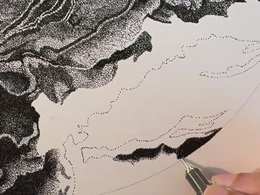 Gaia Artworks artist Seascape stippling drawing available as Original Artwork & Art Prints