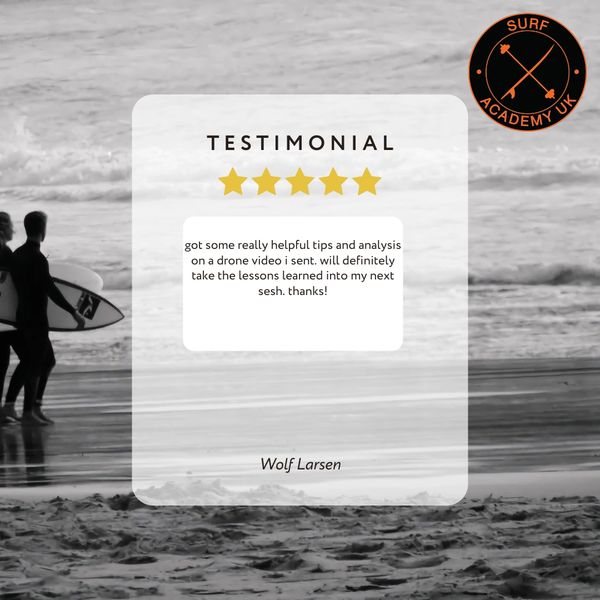Surfers at the beach with a positive testimonial about helpful drone video tips from Surf Academy UK.