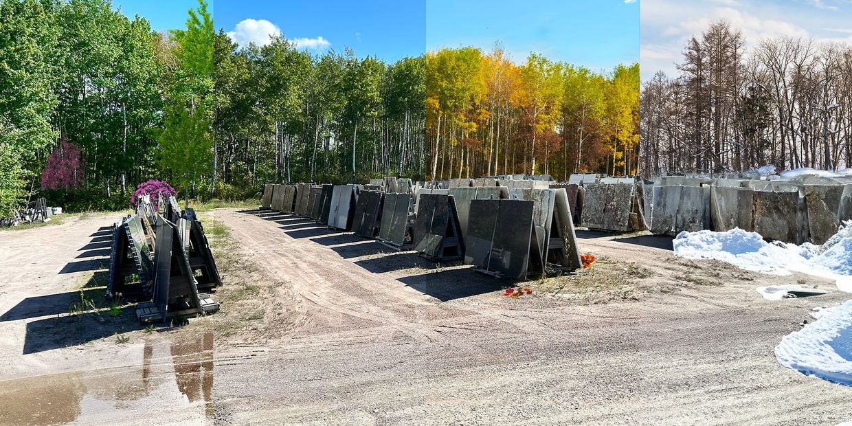 Our Lac du Bonnet slab yard throughout the seasons