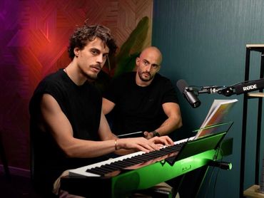 Group recording session in a Dubai podcast studio.