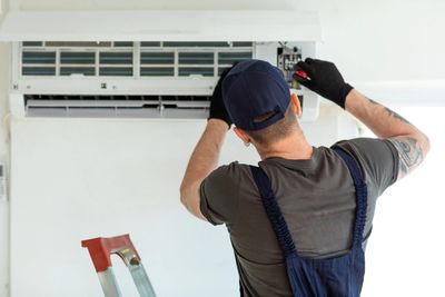 Wall mount heater installation.