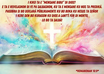Open Bible with colorful light and a glowing cross symbolizing God's message.