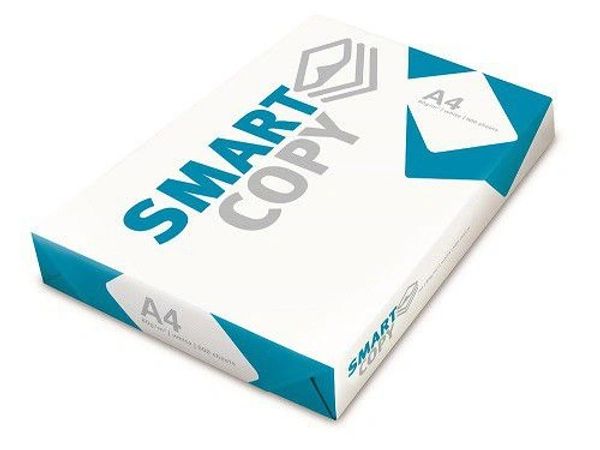 Ream of Smart Copy A4 paper in white and teal packaging.