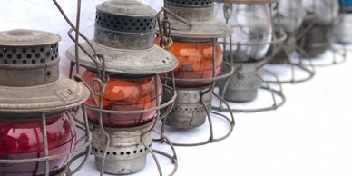 Miami Railway Station Museum | Kerosene Powered Signal Lamps : Standard six colors Red Yellow Green