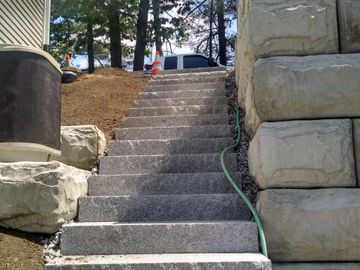 granite slate step cement