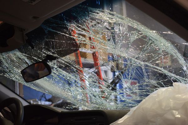 front broken windshield
