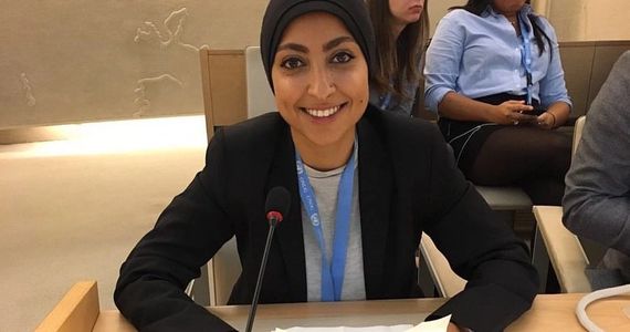 Delivering an oral intervention at the Human Rights Council