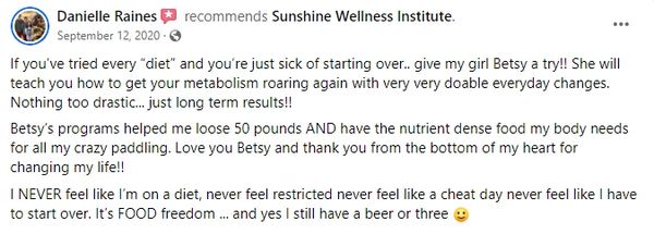 Betsy Markle Registered Dietitian Nutritionist Sunshine Wellness. Heal your metabolism