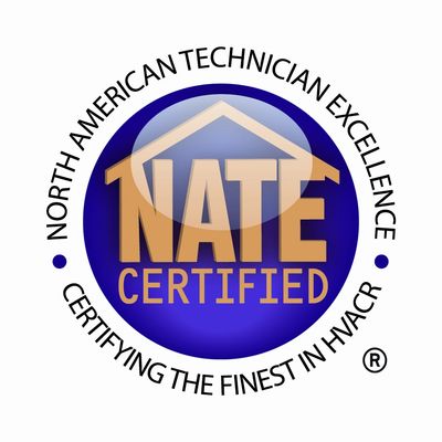 Badge:  North American Technician Excellence NATE certified certifying the finest in HVACR
