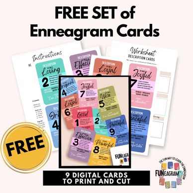 Free printable Enneagram cards with descriptions and Enneagram worksheets.