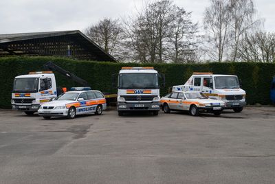 Our trucks alongside a selection of Metropolitan Police cars at Imber Court police training ground  