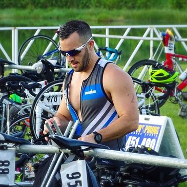 Trainer Nate competing at a triathlon just outside Orlando Florida. 