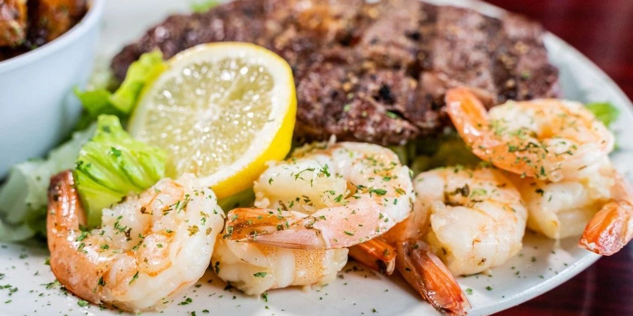 Steak and sauteed shrimp.  Something for everyone